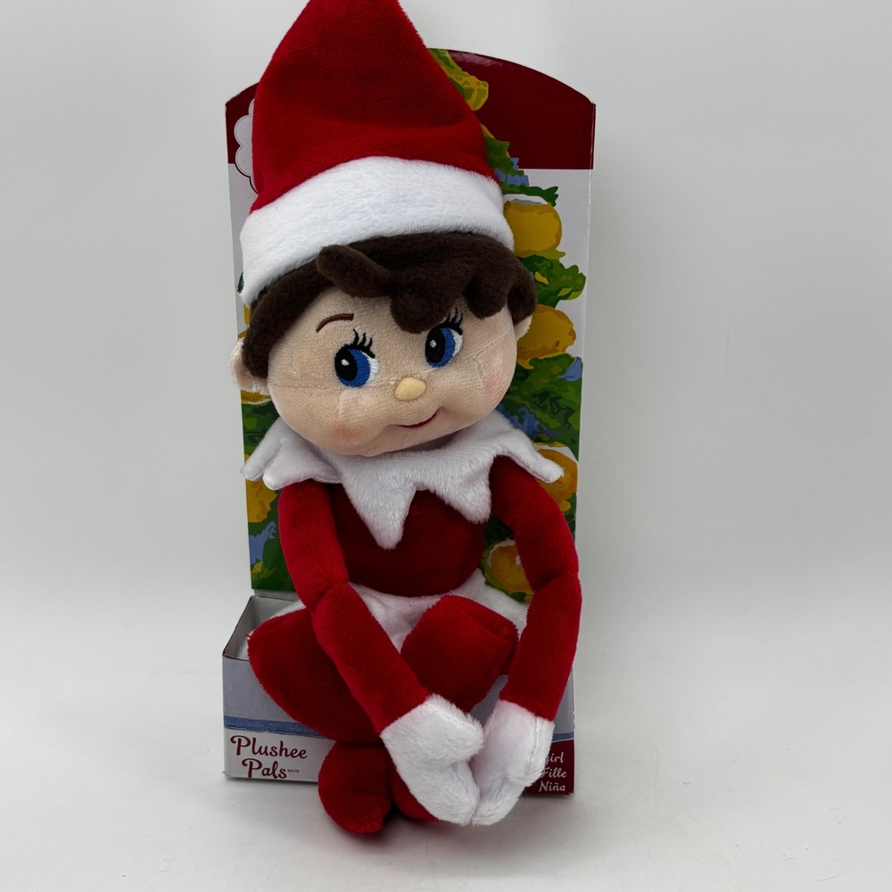 Elf on the Shelf Plushee Pals Girl Scout Elf Blue Eyes Brunette Plush Toy 12in